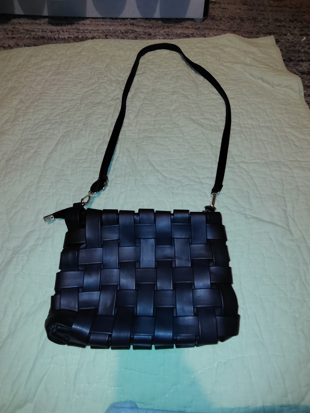 Anthropologie Black Woven Crossbody Bag